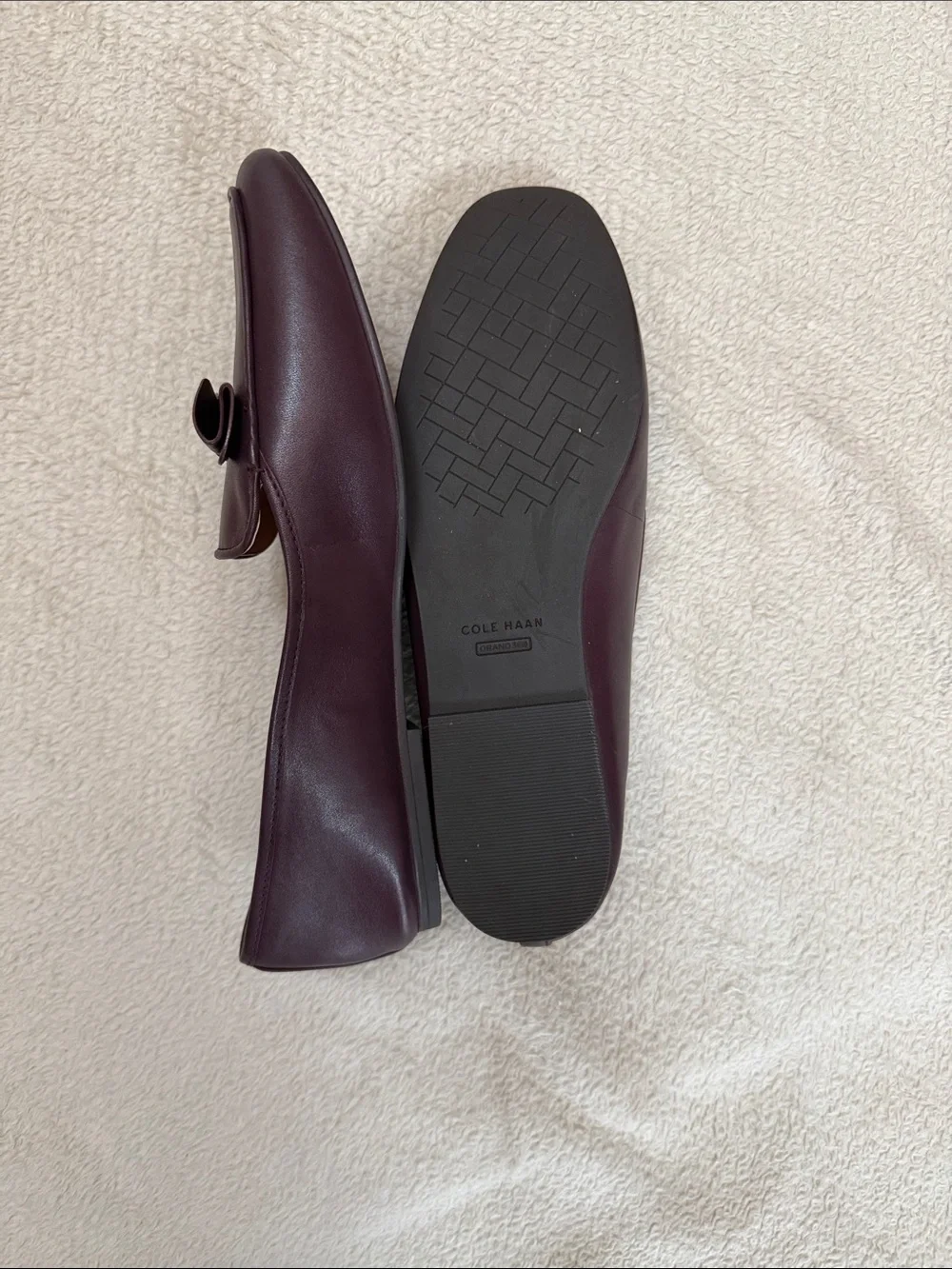 Cole Haan Dark Burgundy Leather Bow Loafers - Picture 4 of 6